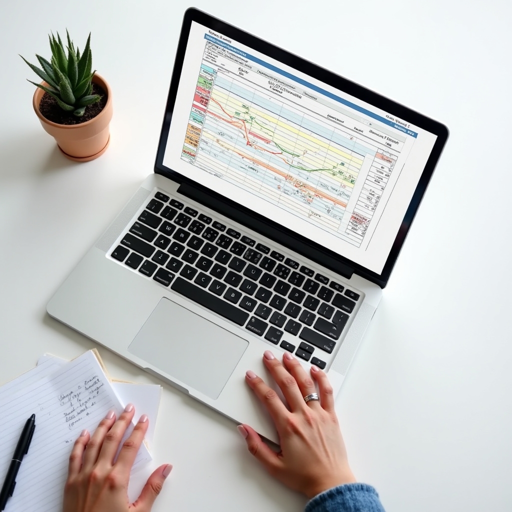 Fertig ausgefüllter Liquiditätsplan auf dem Bildschirm eines Teilnehmers